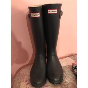 Dark blue tall hunter boots